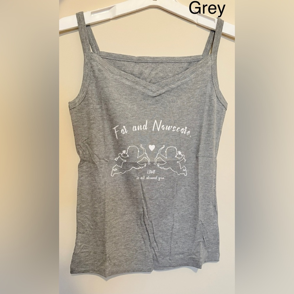 Girls/Women Cotton Tank Top with Cherub Design